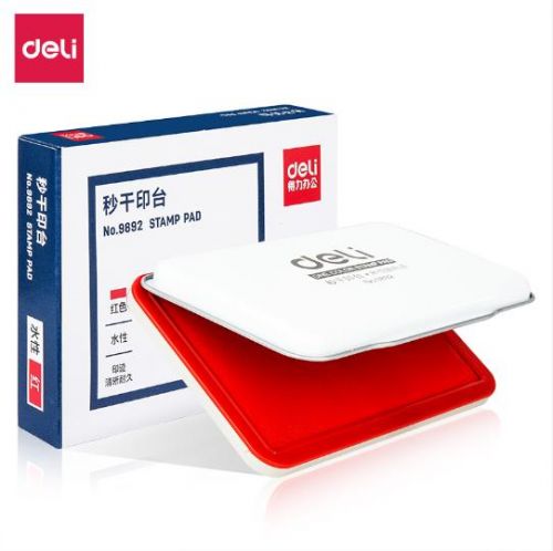 得力（deli） 印台 快干印泥大号透明塑料印台 9891秒干印台(红)(只)（6只装）